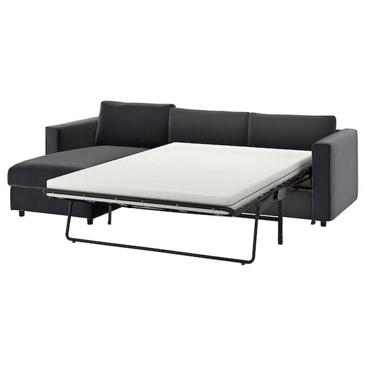 Ikea VIMLE - 3-seater sofa bed with chaise-longue/Djuparp dark grey ,