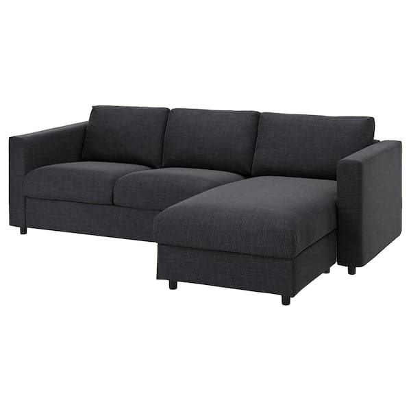 VIMLE - 3-seater sofa bed, with chaise-longue/Hillared anthracite , - best price from Maltashopper.com 09536945