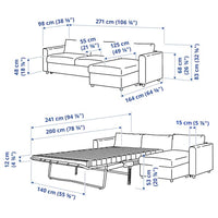 VIMLE - Divano letto a 3 posti, con chaise-longue/Lejde grigio/nero , - Premium  from Ikea - Just €1805.99! Shop now at Maltashopper.com