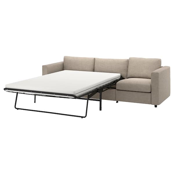 VIMLE - 3-seater sofa bed, Hillared beige , - best price from Maltashopper.com 79536975
