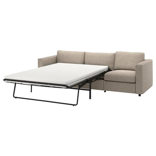 VIMLE - 3-seater sofa bed, Hillared beige ,