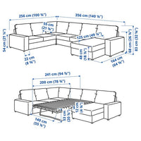 VIMLE - 5 seater ang 5 seater sofa bed/chaise-lon, with wide armrests/Djuparp green-blue , - best price from Maltashopper.com 79537244