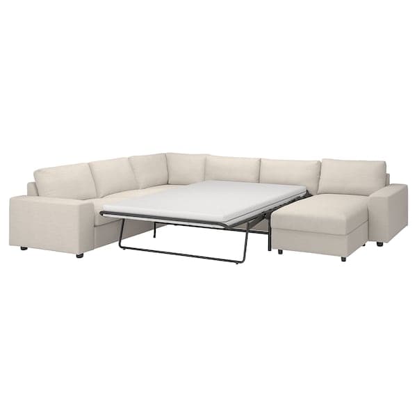 Ikea VIMLE - 5 seater ang 5 seater sofa bed/chaise-lon, with wide armrests/Gunnared beige ,