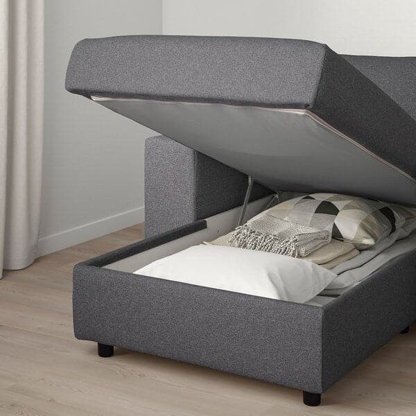 Ikea VIMLE - 5 seater ang 5 seater sofa bed/chaise-lon, with wide armrests/Gunnared smoky grey ,