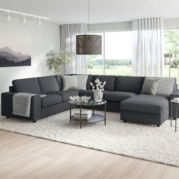 Ikea VIMLE - 5 seater ang 5 seater sofa bed/chaise-lon, with wide armrests/Hallarp grey ,
