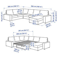 VIMLE - 5 seater ang 5 seater sofa bed/chaise-lon, with wide armrests/Hillared dark blue , - best price from Maltashopper.com 09536969