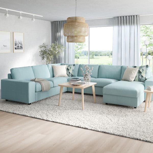 VIMLE - 5 seater ang 5 seater sofa bed/chaise-lon, with wide armrests/Saxemara light blue , - best price from Maltashopper.com 79537183
