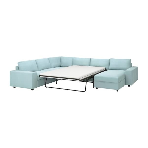 VIMLE - 5 seater ang 5 seater sofa bed/chaise-lon, with wide armrests/Saxemara light blue , - best price from Maltashopper.com 79537183