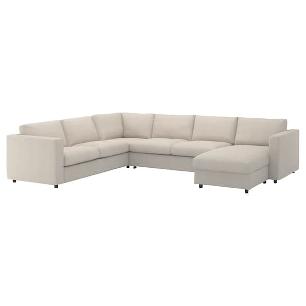 Ikea VIMLE - 5-seater sofa bed/chaise-lon, Gunnared beige ,
