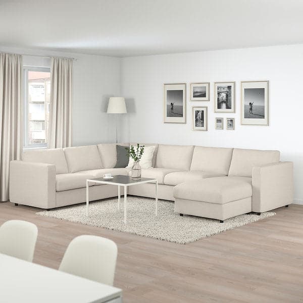Ikea VIMLE - 5-seater sofa bed/chaise-lon, Gunnared beige ,