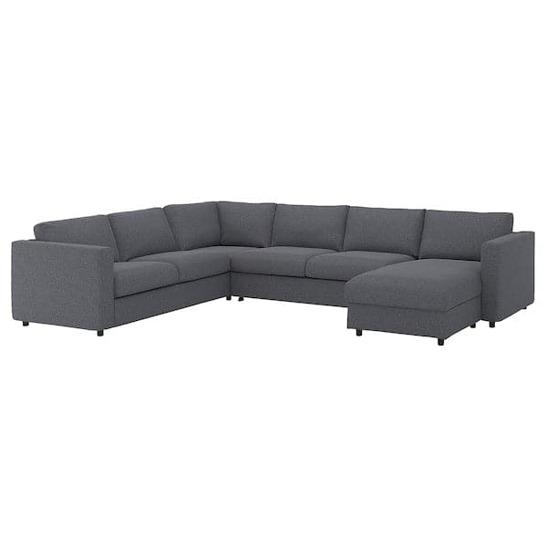 Ikea VIMLE - 5-seater sofa bed/chaise-lon, Gunnared smoky grey ,
