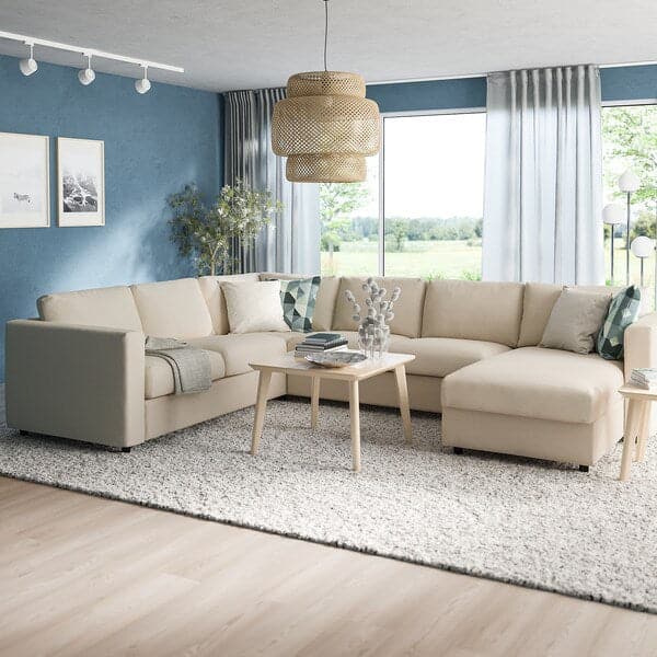 Ikea VIMLE - 5-seater sofa bed/chaise-lon, Hallarp beige ,