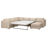 VIMLE crnr sofa-bed, 5-seat w chaise lng, Hallarp beige, 200x140 cm