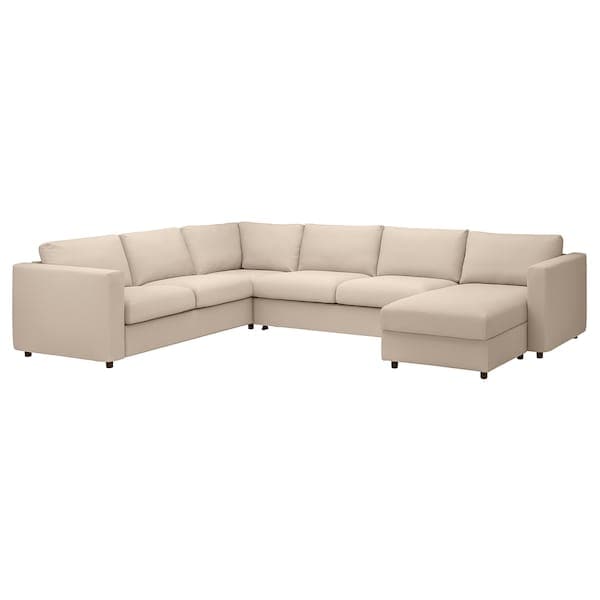 Ikea VIMLE - 5-seater sofa bed/chaise-lon, Hallarp beige ,