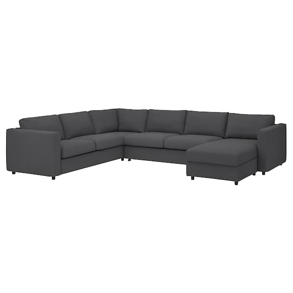 VIMLE - 5-seater sofa bed/chaise-lon, Hallarp grey , - best price from Maltashopper.com 49537009