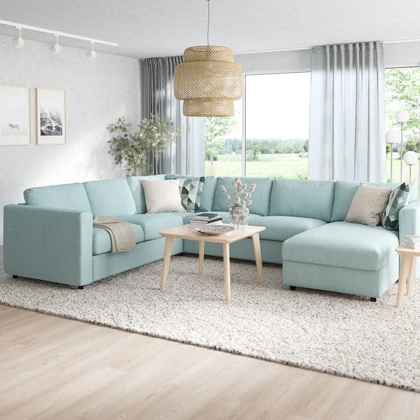 VIMLE - 5 seater sofa bed/chaise-lon, Saxemara blue , - best price from Maltashopper.com 09537172