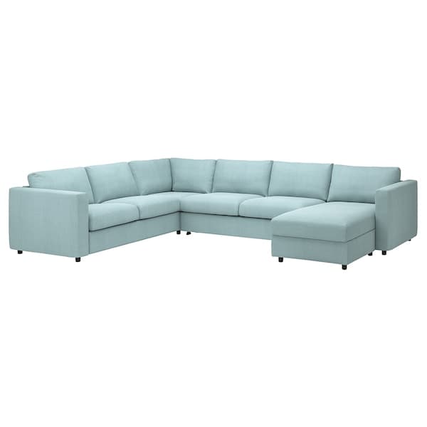 VIMLE - 5 seater sofa bed/chaise-lon, Saxemara blue , - best price from Maltashopper.com 09537172