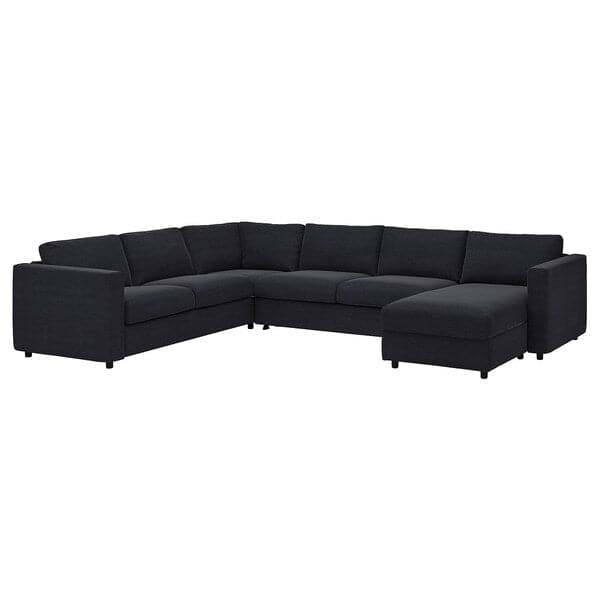 VIMLE - 5-seater sofa bed/chaise-lon, Saxemara blue-black , - best price from Maltashopper.com 89537168