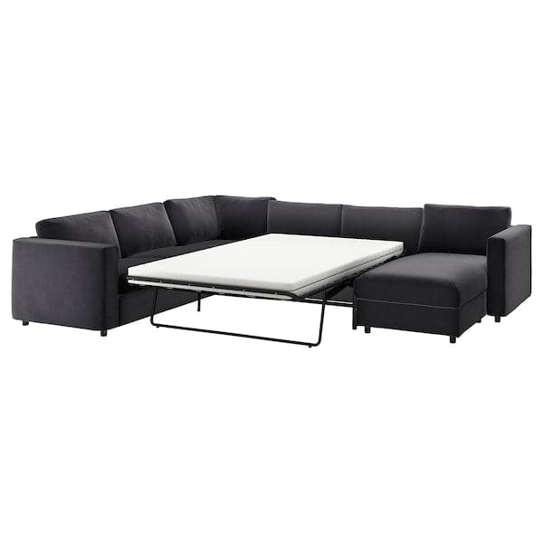 VIMLE - 5 seater corner sofa bed with chaise-longue/Djuparp dark grey , - best price from Maltashopper.com 69537249