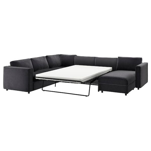 VIMLE - 5 seater corner sofa bed with chaise-longue/Djuparp dark grey ,