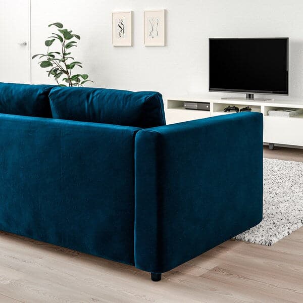 VIMLE - 5-seater corner sofa bed with chaise-longue/Djuparp green-blue , - best price from Maltashopper.com 29537251