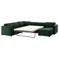 VIMLE - 5-seater corner sofa bed with dark green chaise-longue/Djuparp , - best price from Maltashopper.com 49537250