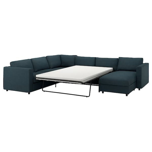 Ikea VIMLE - 5-seater corner sofa bed with chaise-longue/Hillared dark blue ,