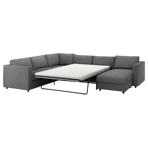 VIMLE - 5-seater corner sofa bed with chaise-longue/Lejde grey/black ,