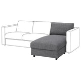 VIMLE chaise longue section, Lejde grey/black, 81 cm