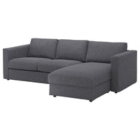 VIMLE 3 seater sofa cover/chaise-longue - Gunnared smoke grey , - best price from Maltashopper.com 29399320
