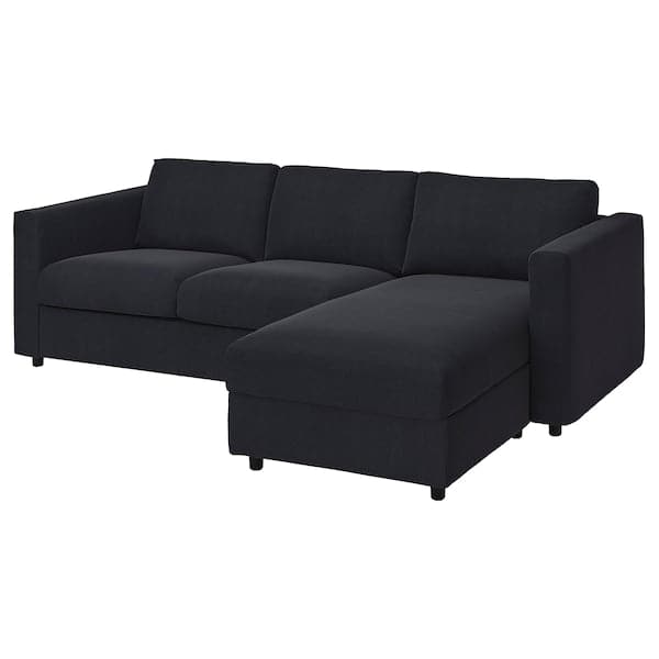 Ikea VIMLE 3 seater sofa cover/chaise-longue - Saxemara blue-black ,