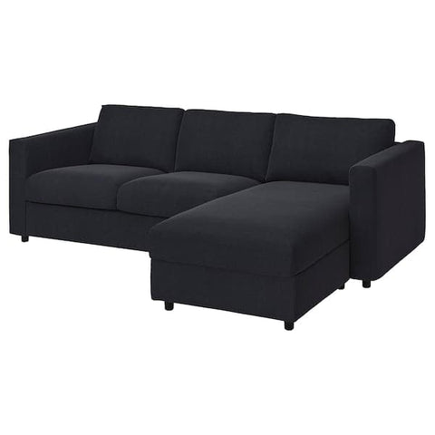 Ikea VIMLE 3 seater sofa cover/chaise-longue - Saxemara blue-black ,