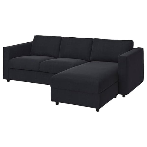 VIMLE 3 seater sofa cover/chaise-longue - Saxemara blue-black ,