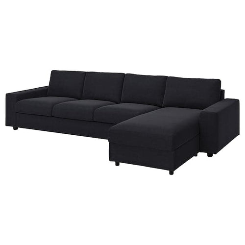 VIMLE 4 seater sofa cover/chaise-longue - with wide armrests/Saxemara blue-black ,