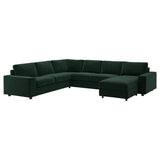 VIMLE cvr crnr sofa, 5-seat w chaise lng, with wide armrests/Djuparp dark green