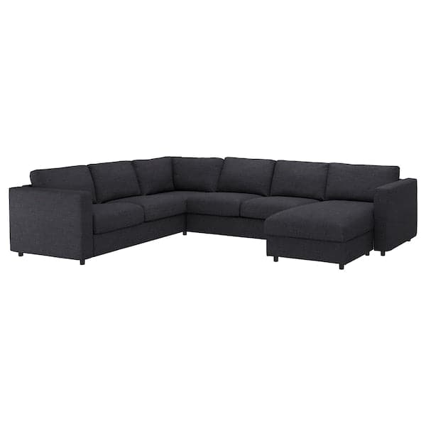 VIMLE - Ang 5-seater sofa cover/chaise-l, with wide armrests/Hillared anthracite , - best price from Maltashopper.com 09436696