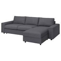 VIMLE 3 seater sofa bed cover/chaise-l - with gunnared wide armrests/smoke grey , - best price from Maltashopper.com 19401125
