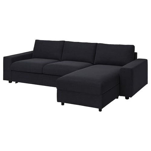 VIMLE 3 seater sofa bed cover/chaise-l - with wide armrests/Saxemara blue-black ,