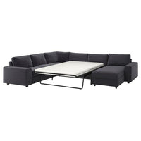 VIMLE - 5-seater corner sofa bed cover, with wide armrests/Djuparp dark grey , - best price from Maltashopper.com 49436798