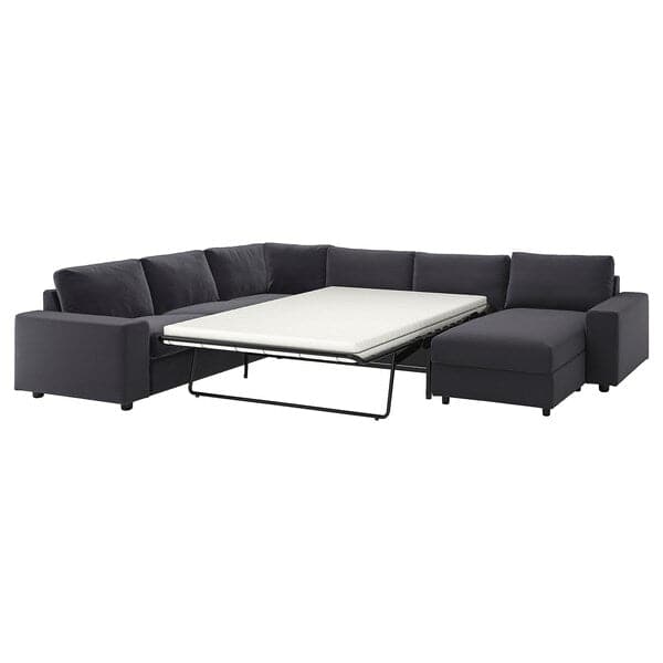 Ikea VIMLE - 5-seater corner sofa bed cover, with wide armrests/Djuparp dark grey ,
