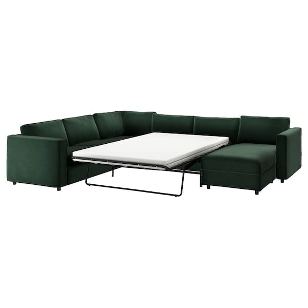 VIMLE - 5-seater corner sofa bed cover with chaise-longue/Djuparp dark green ,