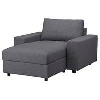 VIMLE cover for chaise longue, with wide armrests/Gunnared medium grey, 111 cm
