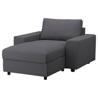 VIMLE cover for chaise longue, with wide armrests/Hallarp grey, 111 cm