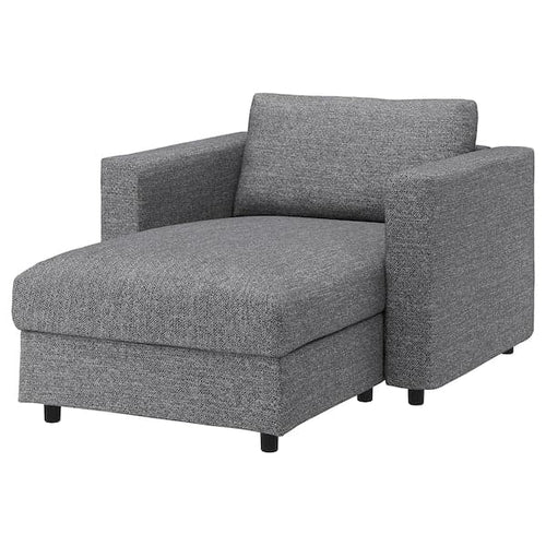 VIMLE cover for chaise longue, Lejde grey/black, 81x6x164 cm