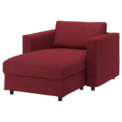 VIMLE - Chaise-longue cover, Lejde red/brown ,