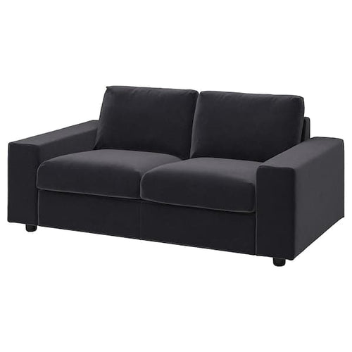 VIMLE - 2-seater sofa cover, with wide armrests/Djuparp dark grey ,