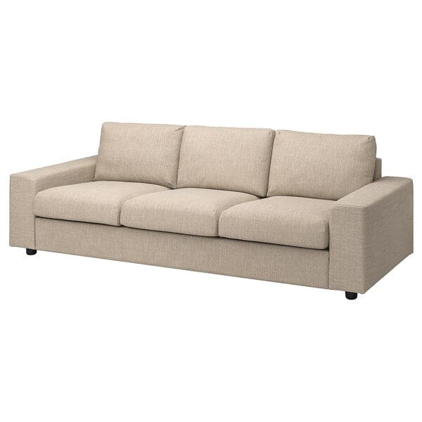VIMLE - 3-seater sofa cover, with wide armrests/Hillared beige , - best price from Maltashopper.com 69432756