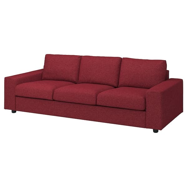 VIMLE - 3-seater sofa cover, with wide armrests/Lejde red/brown , - best price from Maltashopper.com 09432797