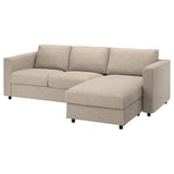 VIMLE cover for 3-seat sofa, with chaise longue/Hillared beige