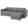VIMLE - 3-seater sofa cover, with chaise-longue/Lejde grey/black ,